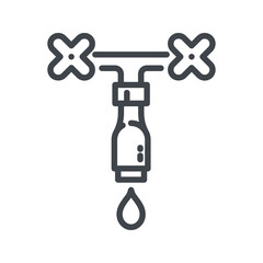 Vector faucet line icon isolated on transparent background.