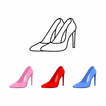 woman shoes. High heels icon set vector illustration
