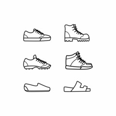 outline shoes icon set vector isolated on white background