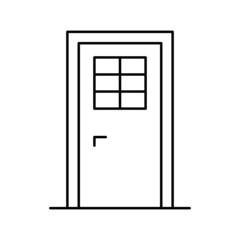 door with window line icon vector illustration