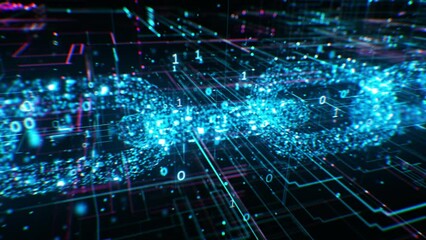 Blockchain Abstract Structure Illustration. Block Chain Cryptocurrency Transaction Process 3d Animation. Computer Network Grid Background. Modern Business Technology Concept. 4k UHD. - Powered by Adobe