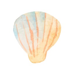 Watercolor vector sea set of starfish, seashells, conch. Underwater hand drawing, summer clipart