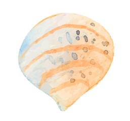 Watercolor vector sea set of starfish, seashells, conch. Underwater hand drawing, summer clipart