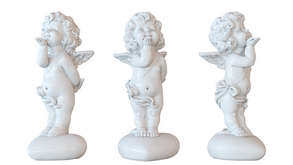 Cupid on isolated white background. Decorative sculpture.