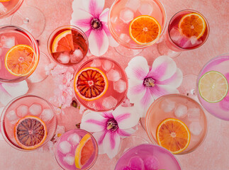 pink drinks on a table