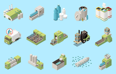 Plastic Production Icons Set