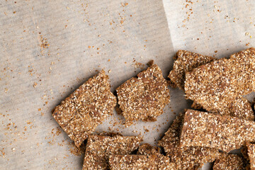 thin and crispy bread close up