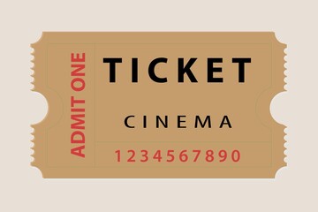 Gold ticket for one person on a colored background