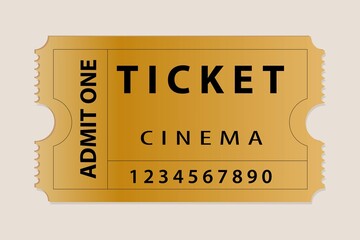 Gold ticket for one person on a colored background - obrazy, fototapety, plakaty