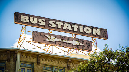 Street Sign to Bus Station