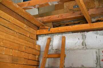 wooden boards in the room that is being built