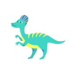 Cute cartoon dinosaur on white background.