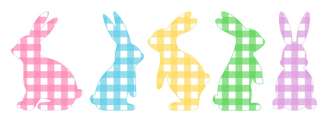 Easter Bunny silhouette buffalo plaid vector illustration