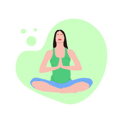 Young modern woman doing yoga. Pregnant woman. Yoga for pregnant women. Vector illustration.