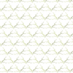 Fototapeta premium Seamless pattern with plants, green leaves on the white background. Botanic ornament.