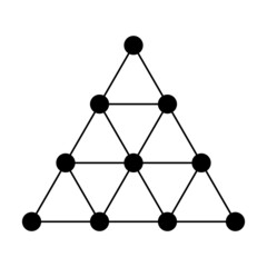 Tetractys, or tetrad, or tetractys of the decad. A triangular figure, consisting of ten points, arranged in four rows. It was an important mystical symbol in the secret worship of the Pythagoreanism.