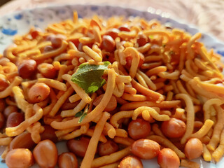delicious Indian snack Mixture food closeup shot