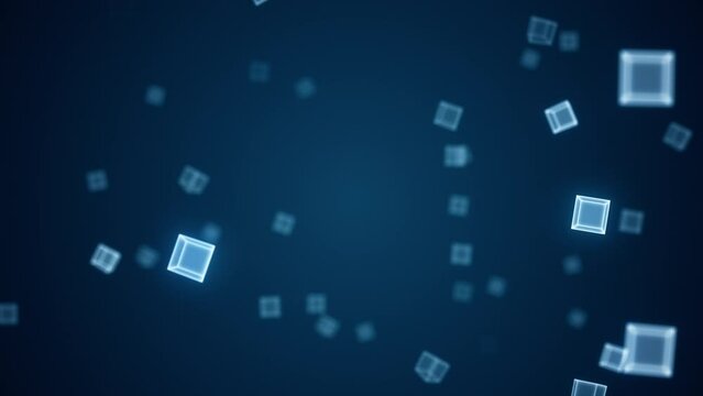 Motion graphic of Blue futuristic cube levitation on abstract background with meta verse concept seamless loop video