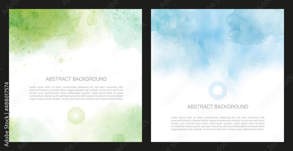 Wall mural set of bright colorful vector watercolor brush background design elements - Wall murals