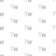 shopping cart seamless pattern isolated on white background.