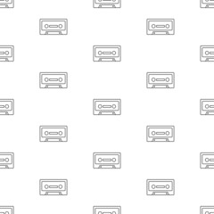 audio cassette seamless pattern isolated on white background.