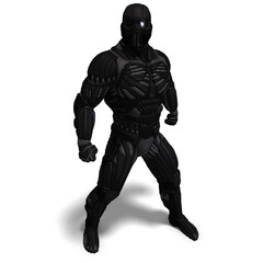Obraz premium 3D-illustration of an extraterristic fighter in a nanosuit