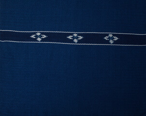 Texture of blue hand woven shawl, Thai cotton indigo dyed
