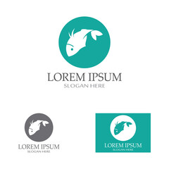 Fish logo, fishinghook, fish oil and seafood restaurant icon. With vector icon concept design illustration template