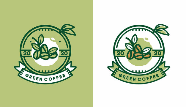 coffee logo design, modern vintage fresh coffee beans for natural cafe shop menus, suitable for shop and restaurant businesses