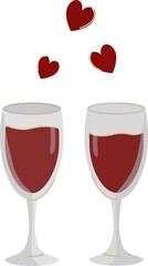 Glasses of red wine. Vector illustration
