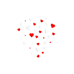 Red and pink hearts at white background. hearts texture. hearts background. Template Background Design, Greeting Card, Poster. Valentine Day. Vector illustration