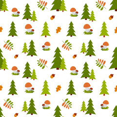 Fototapeta premium Mushrooms in the forest. Seamless pattern.