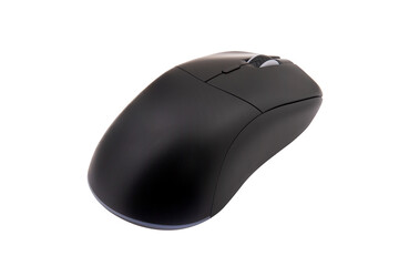 Black gaming wireless laser computer mouse isolated on white background