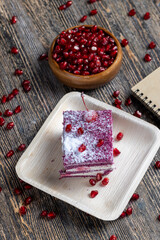 a maroon-colored cake with the taste of different berries