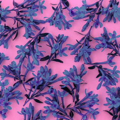 Bright rich purple floral background of small twigs with flowers.