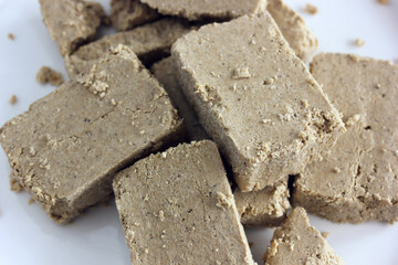 Bunch of halva, selective focus, dessert.