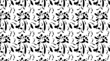 Pattern in grunge style. Black brush strokes on a white background. Grunge black and white background for decoration.