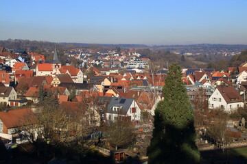 Fototapeta na wymiar Blick auf den Ort Flacht bei Weissach im Heckengäu