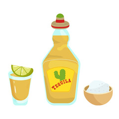 Tequila vector. Bottle of tequila on a white background