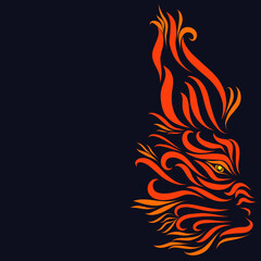 red lynx with graceful elegant red lines on a dark background