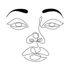 Abstract minimal woman line art.  beauty female portrait. Minimalist modern elegant logo . Woman line art
