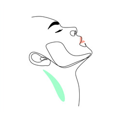 Abstract minimal woman line art.  beauty female portrait. Minimalist modern elegant logo . Woman line art