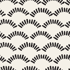 Vector seamless hand-painted pattern. Abstract decorative background with brush strokes. Monochrome hand-drawn texture.