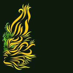 the head of a red lynx with graceful elegant yellow lines