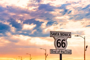 Gardinen Santa Monica end of trail 66 sign © Konstantin Yolshin