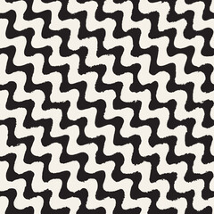 Vector seamless hand-painted pattern. Abstract decorative background with brush strokes. Monochrome hand-drawn texture.