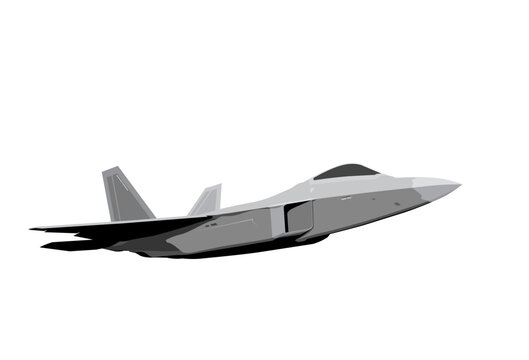 F-22 Raptor. Stealth fighter jet. Stylized drawing of a modern military aircraft. Vector image for prints, poster and illustrations.