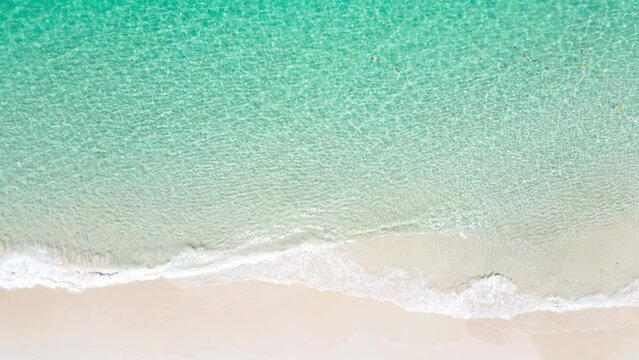 4K. Nature video. Aerial view top view of tropical beach sea in summer travel. Nature and travel concept.