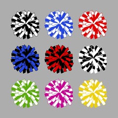 vector set of colorful pom poms - obrazy, fototapety, plakaty