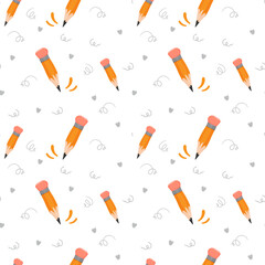 Seamless pattern with pencils. Cute cartoon style. Vector.